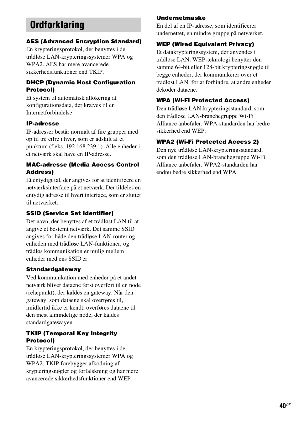 Ordforklaring | Sony TDM-NC1 User Manual | Page 381 / 467