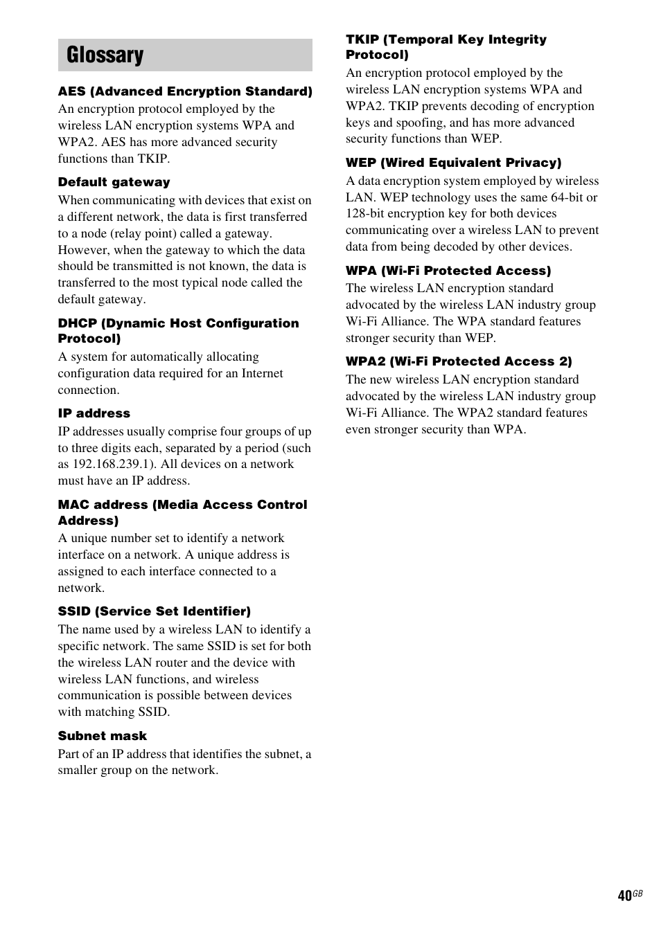 Glossary | Sony TDM-NC1 User Manual | Page 40 / 467