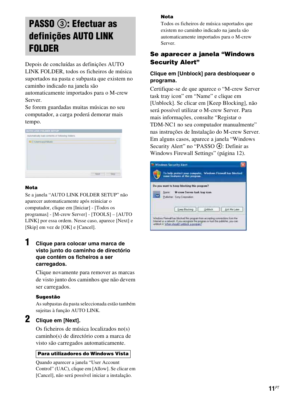 Passo 3: efectuar as definições auto link folder, Passo 3: efectuar as definições auto, Link folder | Passo 3 : efectuar as definições auto link folder | Sony TDM-NC1 User Manual | Page 436 / 467