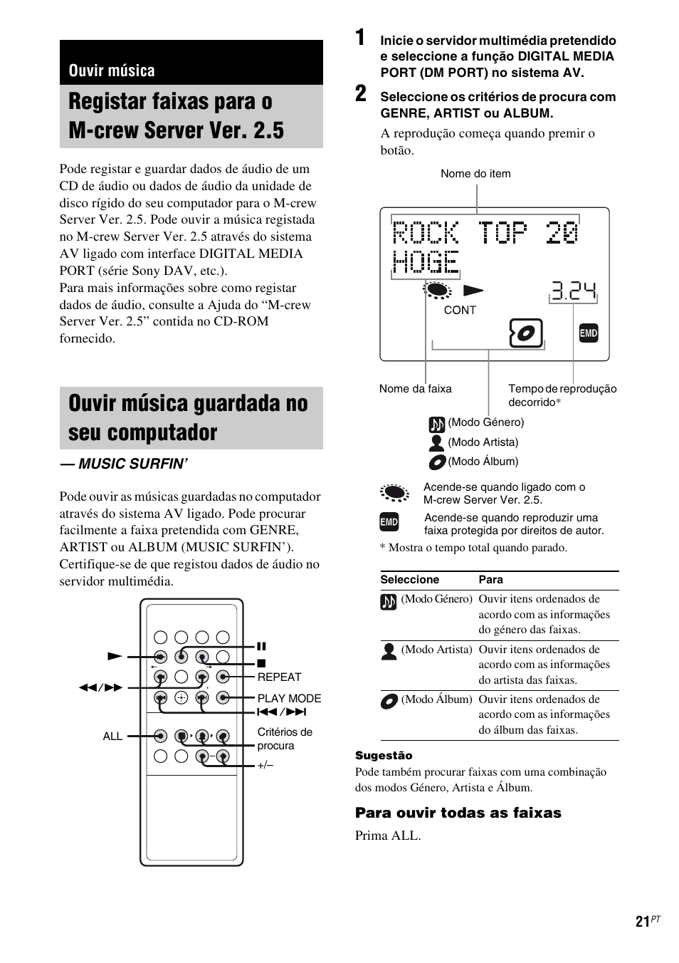 Ouvir música, Registar faixas para o m-crew server ver. 2.5, Ouvir música guardada no seu computador | Music surfin, Registar faixas para o m-crew server, Ver. 2.5, Ouvir música guardada no seu, Computador — music surfin | Sony TDM-NC1 User Manual | Page 446 / 467