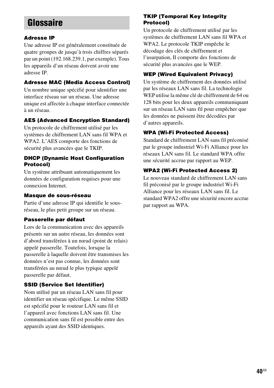Glossaire | Sony TDM-NC1 User Manual | Page 82 / 467