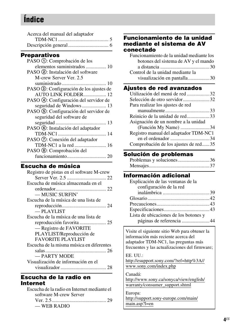 Índice | Sony TDM-NC1 User Manual | Page 88 / 467