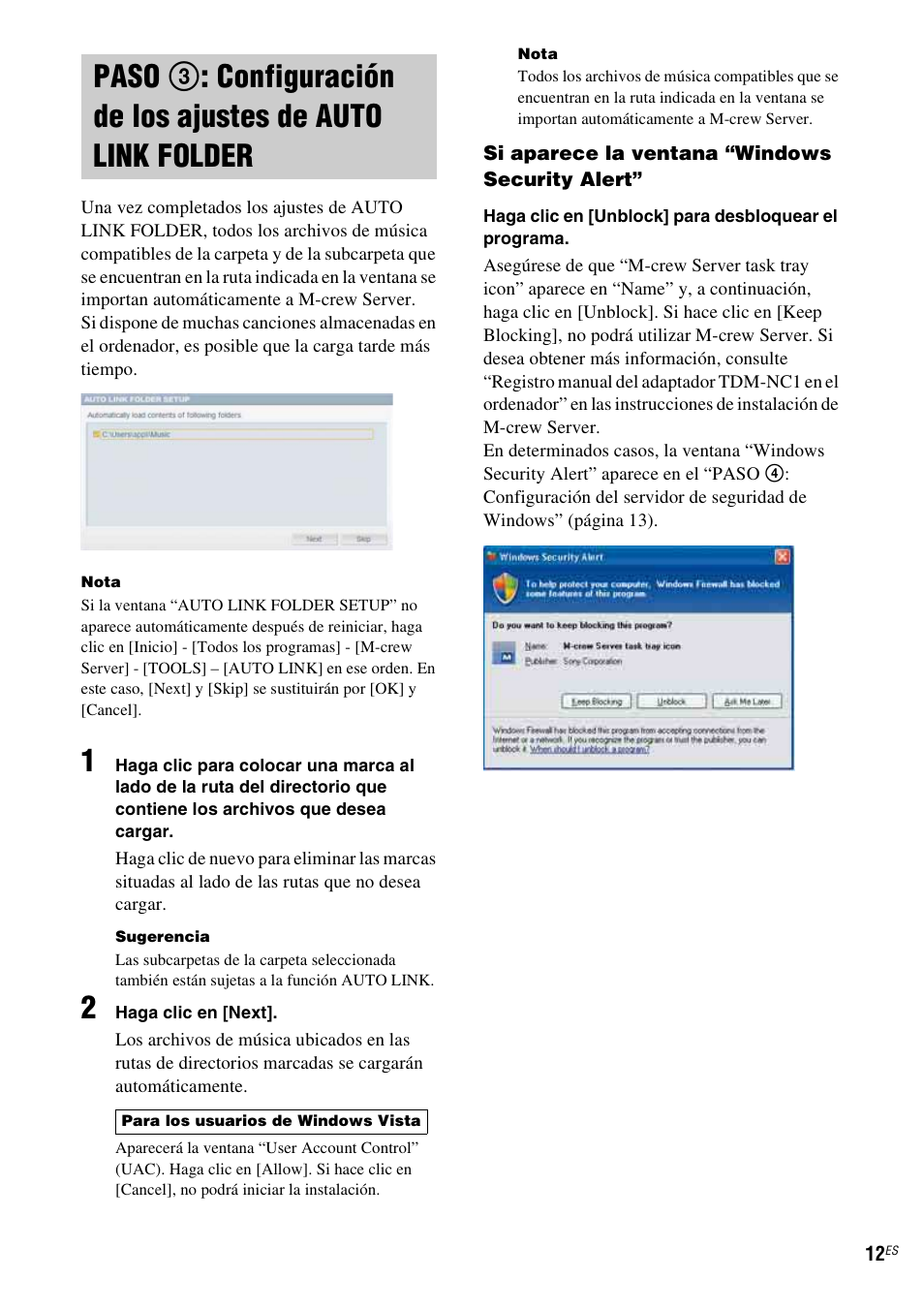 Paso 3: configuración de los ajustes de, Auto link folder | Sony TDM-NC1 User Manual | Page 96 / 467