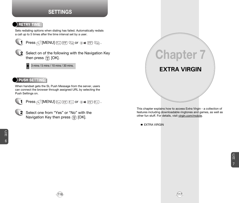 Chapter 7, Extra virgin, Settings | Audiovox 8910 User Manual | Page 61 / 70