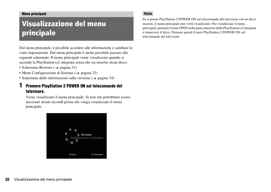 Menu principale, Visualizzazione del menu principale | Sony KDL-22PX300 User Manual | Page 103 / 297