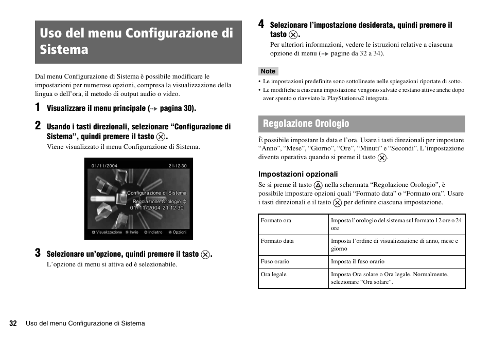 Uso del menu configurazione di sistema, Regolazione orologio | Sony KDL-22PX300 User Manual | Page 105 / 297