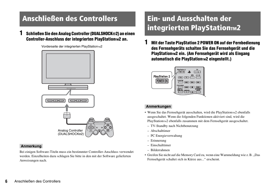 Anschließen des controllers, Ein- und ausschalten der integrierten playstation | Sony KDL-22PX300 User Manual | Page 117 / 297