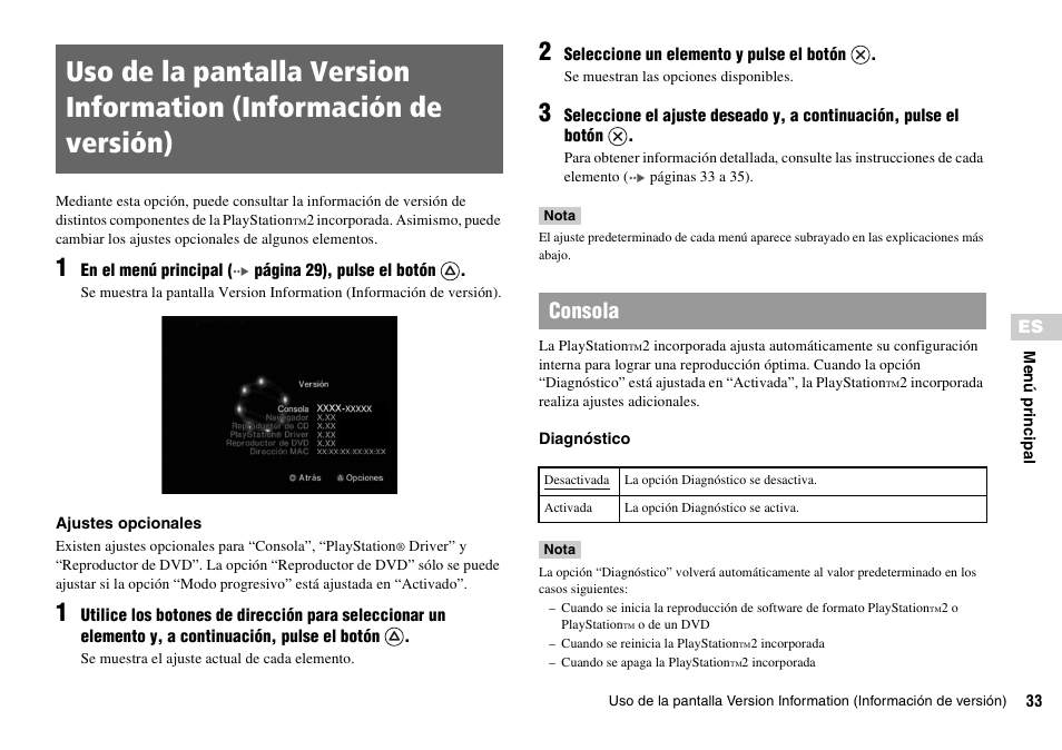 Versión), Consola | Sony KDL-22PX300 User Manual | Page 182 / 297