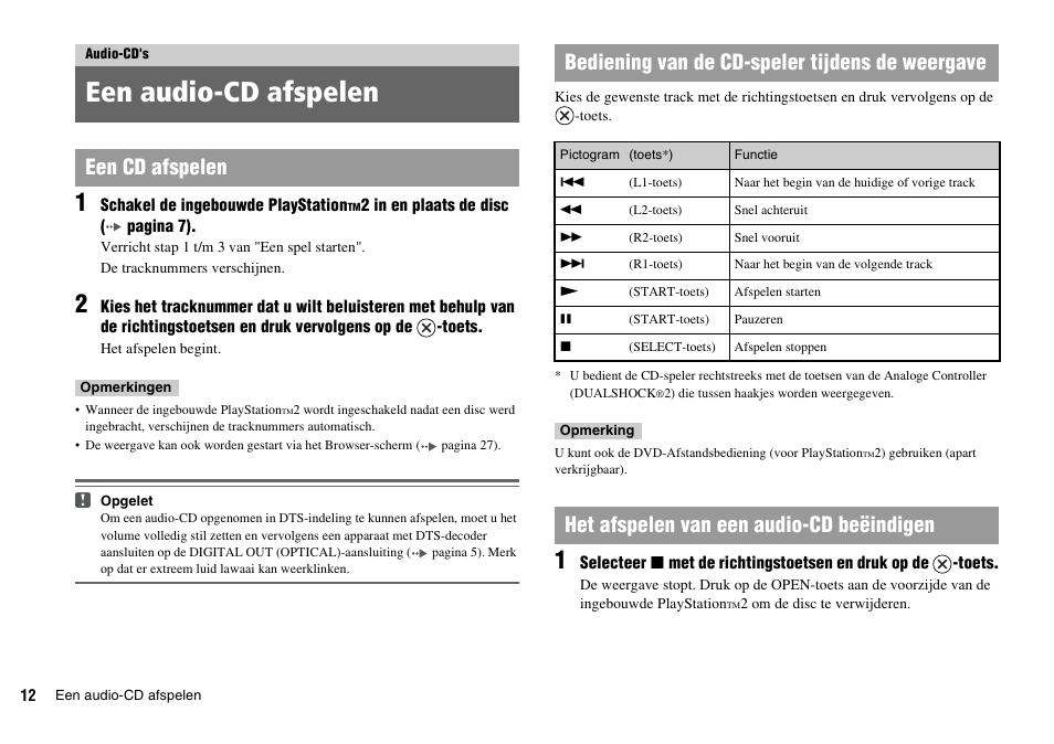 Audio-cd's, Een audio-cd afspelen, Het afspelen van een audio-cd beëindigen | Sony KDL-22PX300 User Manual | Page 234 / 297
