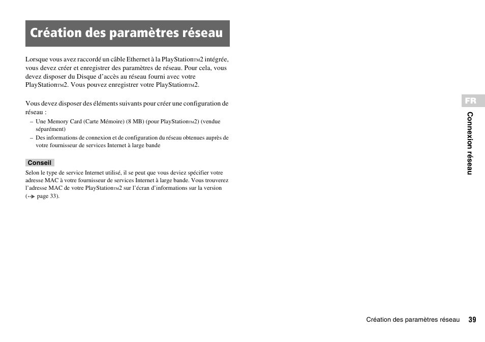 Création des paramètres réseau | Sony KDL-22PX300 User Manual | Page 74 / 297