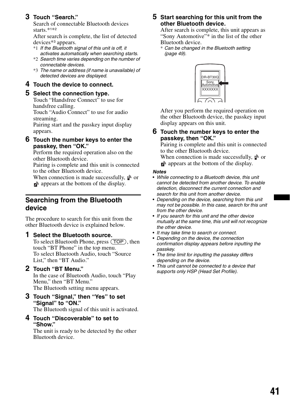 Searching from the bluetooth device | Sony XNV-L66BT User Manual | Page 41 / 248