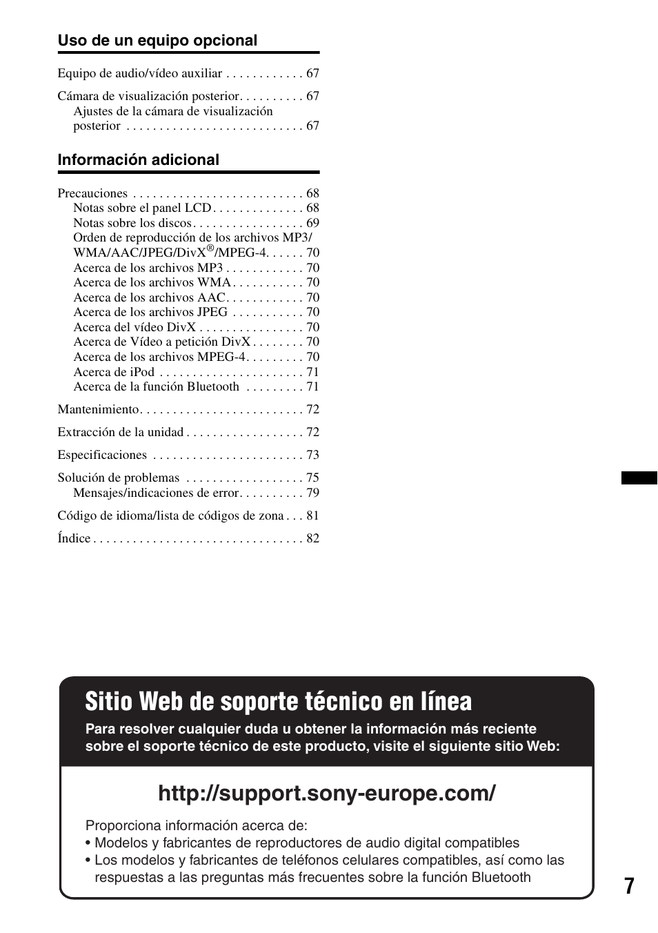 Sitio web de soporte técnico en línea | Sony XNV-L66BT User Manual | Page 85 / 248