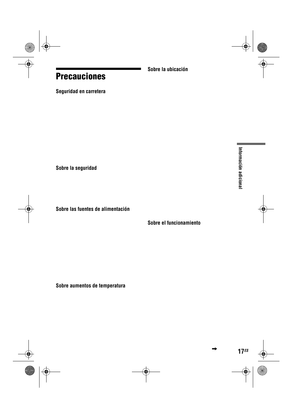 Precauciones | Sony DVP-FX780 User Manual | Page 81 / 132