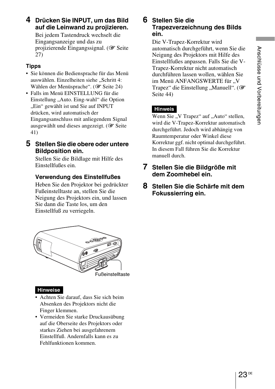 Seite 23), 1 seite | Sony VPL-BW7 User Manual | Page 149 / 324