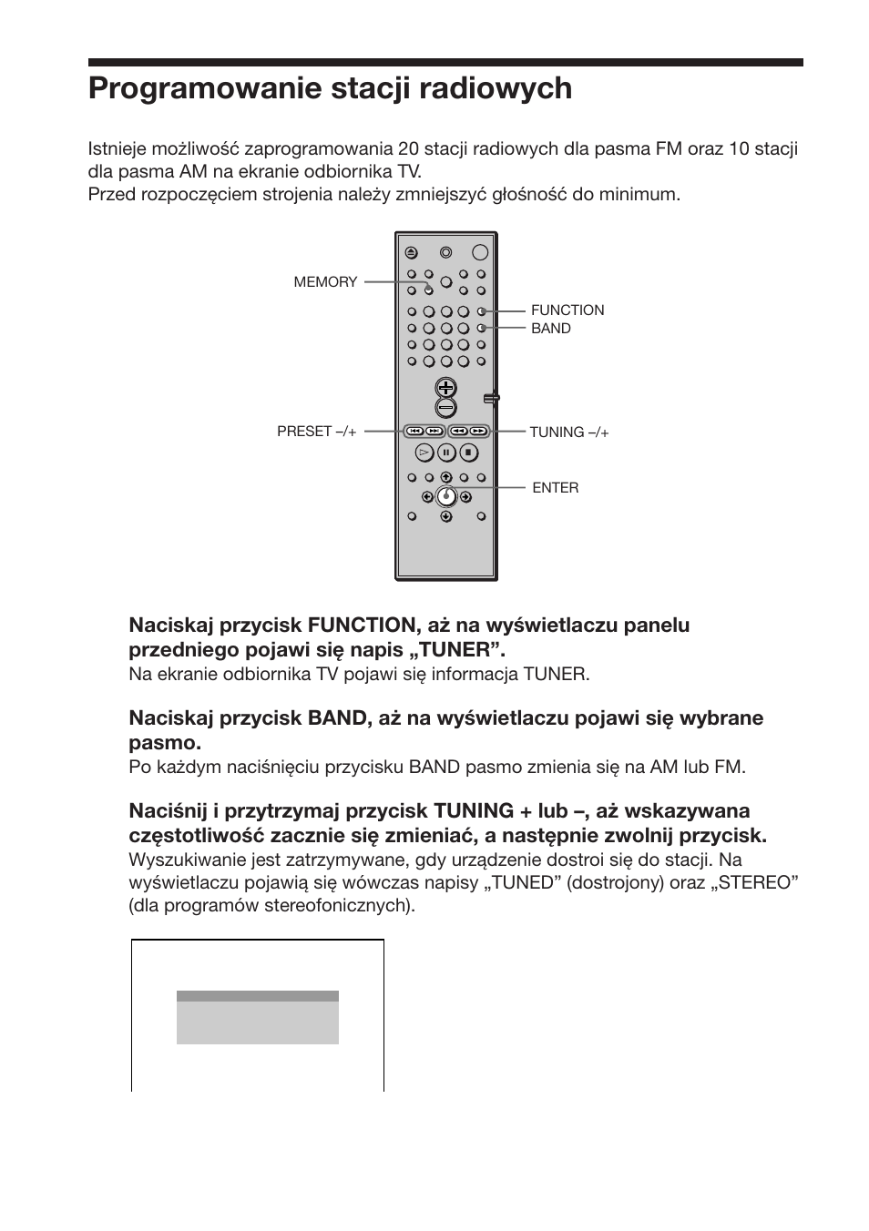 Programowanie stacji radiowych | Sony DAV-DS1000 User Manual | Page 292 / 344