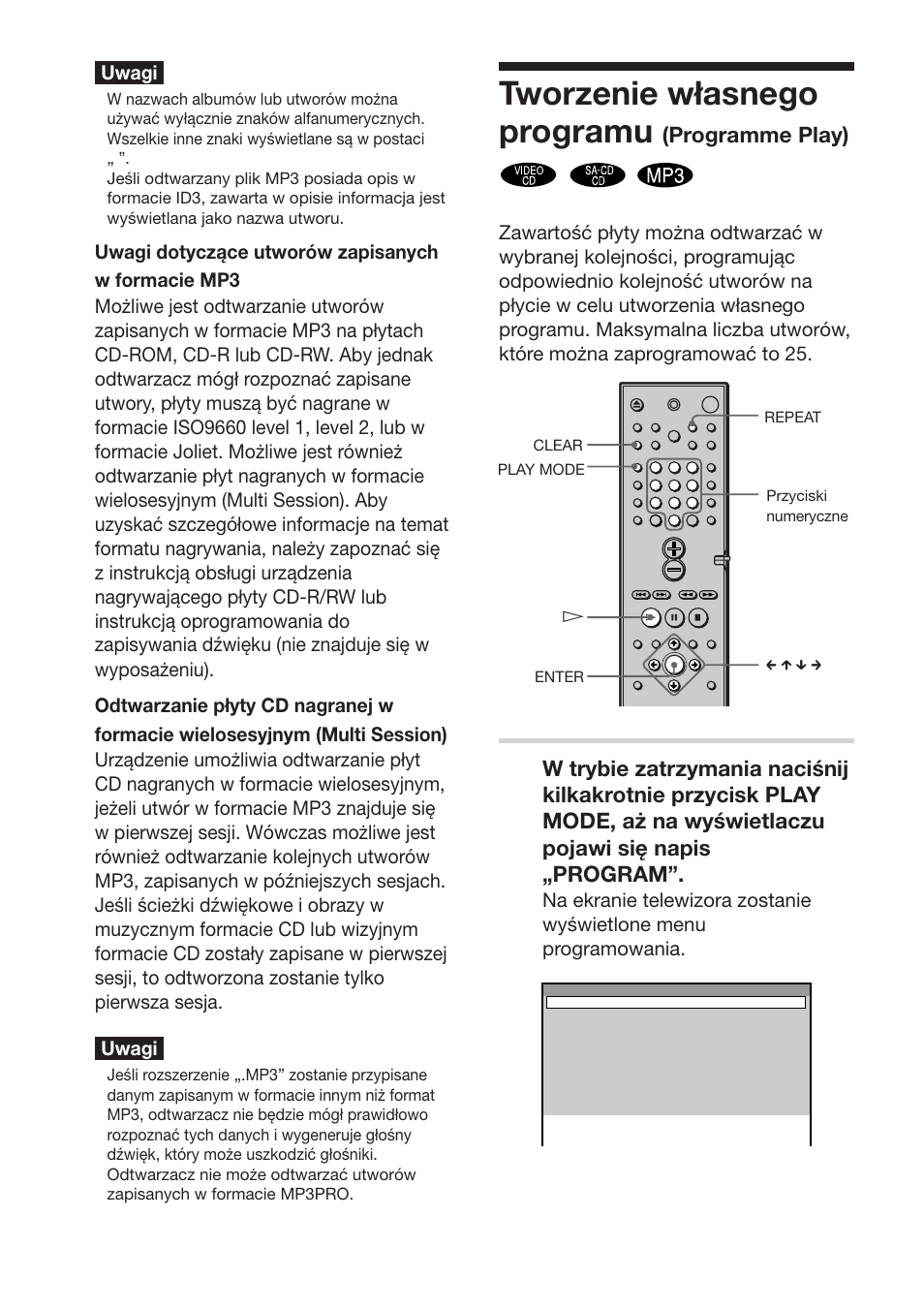 Tworzenie własnego programu, Programme play), Uwagi | Sony DAV-DS1000 User Manual | Page 300 / 344