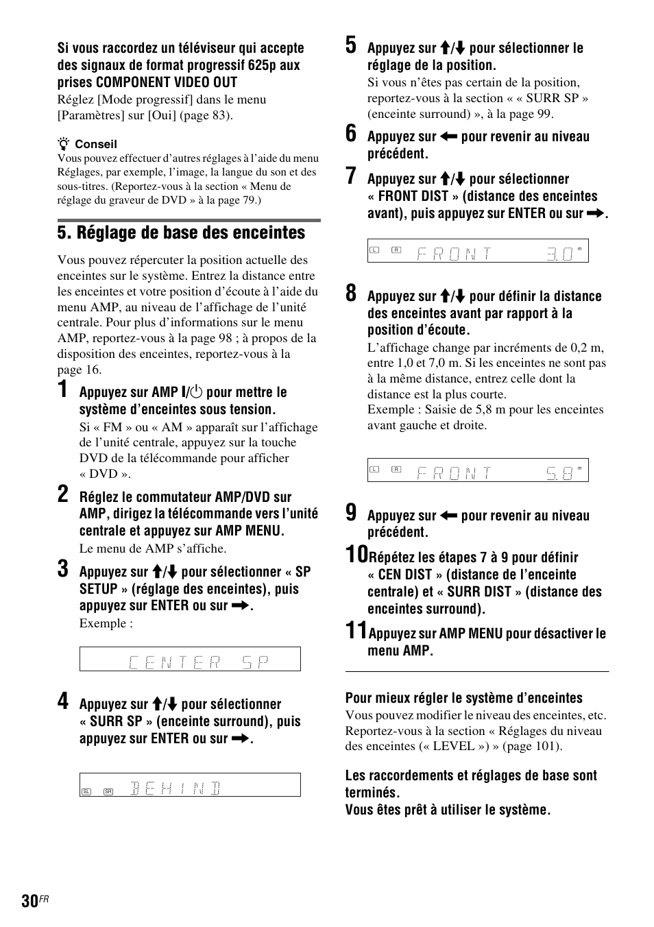 Réglage de base des enceintes | Sony DAR-RD100 User Manual | Page 30 / 520