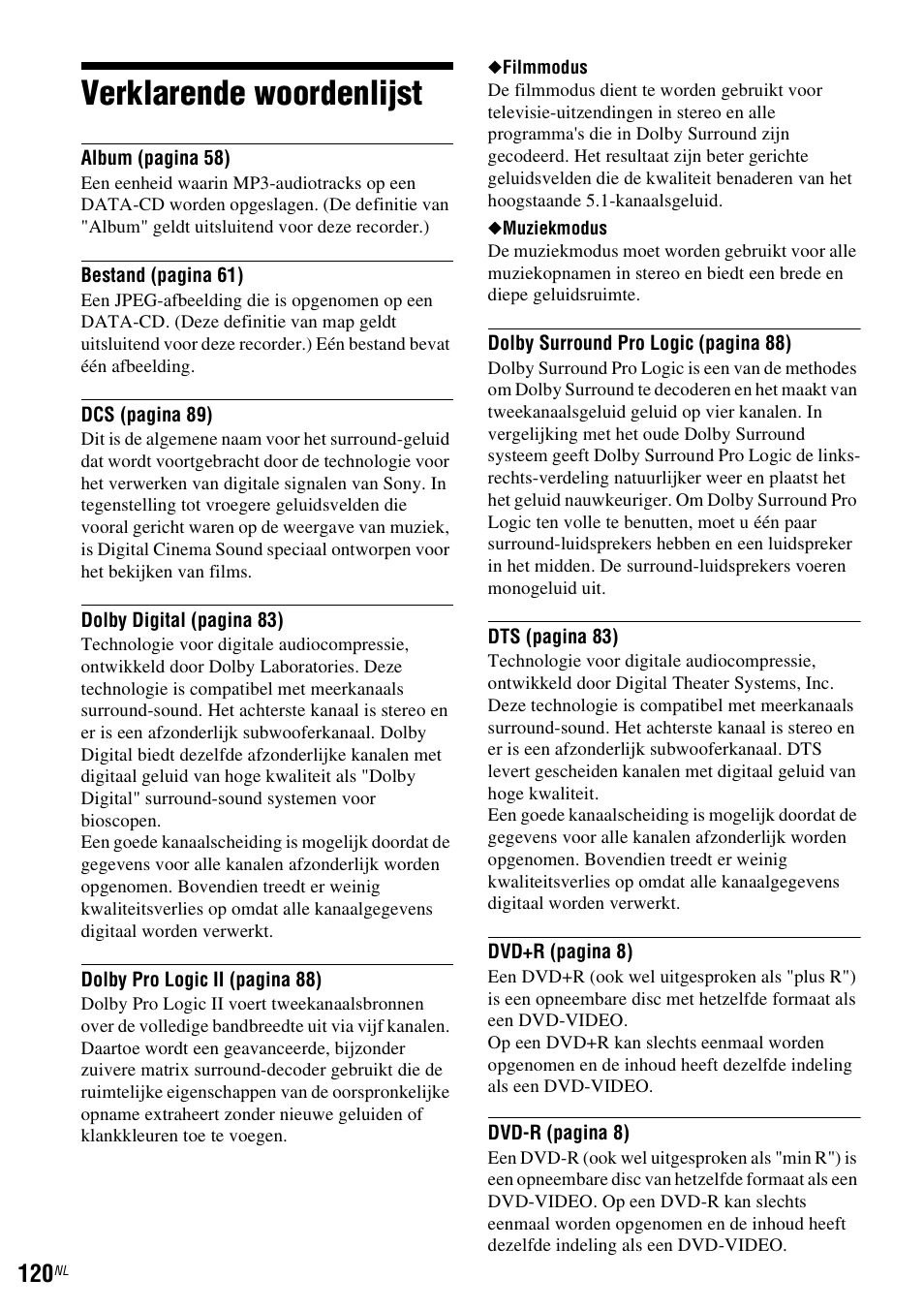 Verklarende woordenlijst | Sony DAR-RD100 User Manual | Page 384 / 520