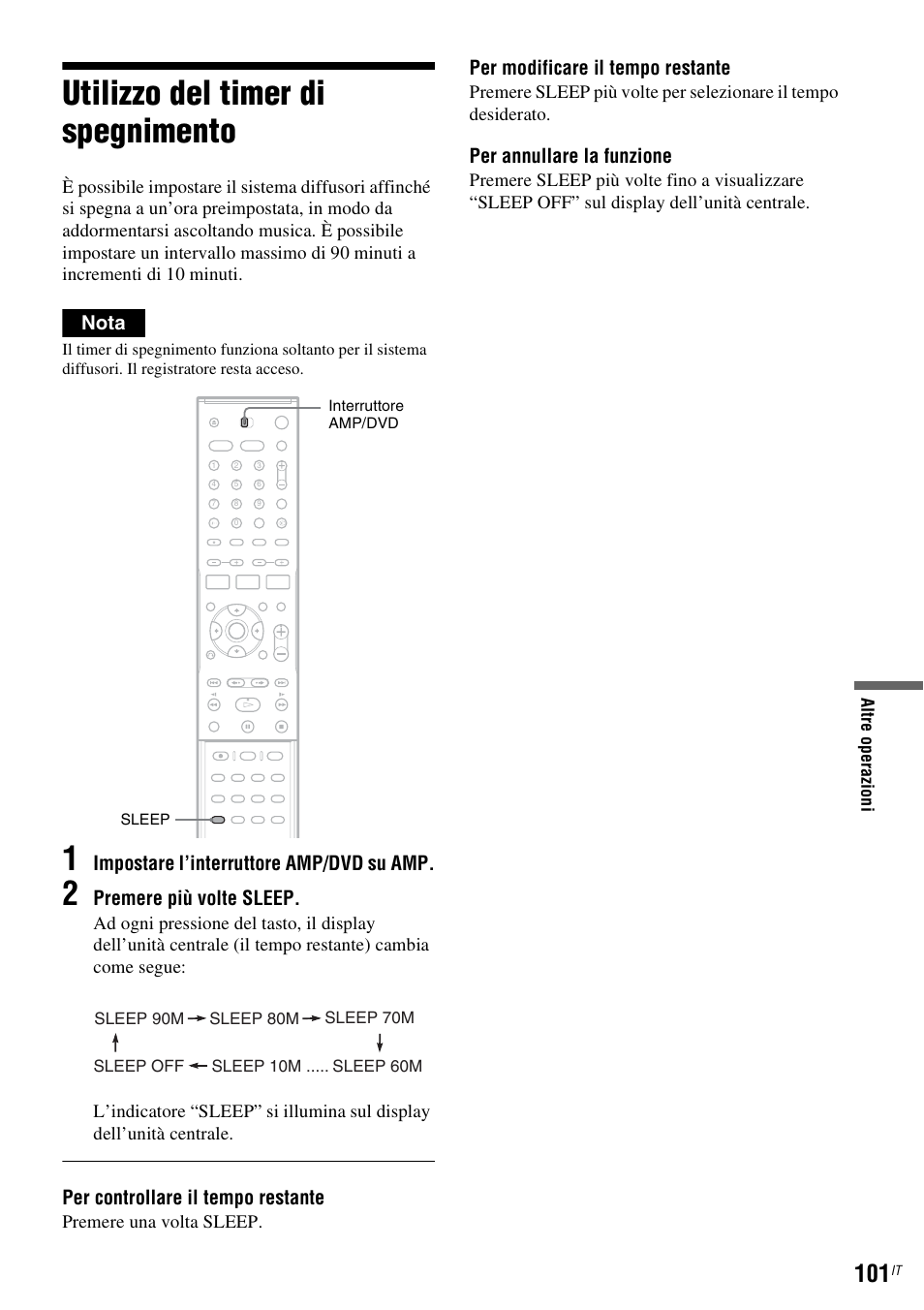Utilizzo del timer di spegnimento | Sony DAR-RD100 User Manual | Page 493 / 520