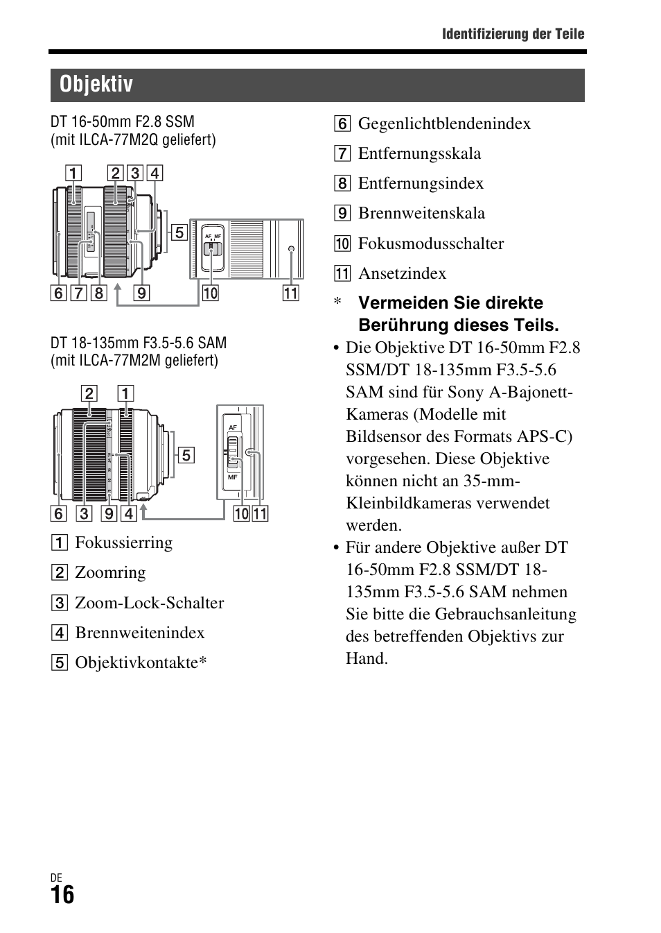 Objektiv | Sony ILCA-77M2 User Manual | Page 128 / 675