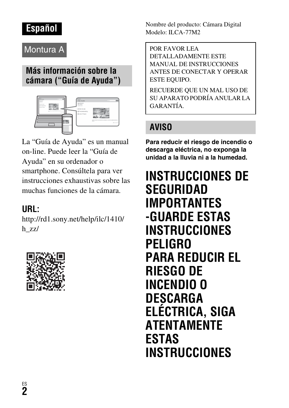 Español | Sony ILCA-77M2 User Manual | Page 168 / 675