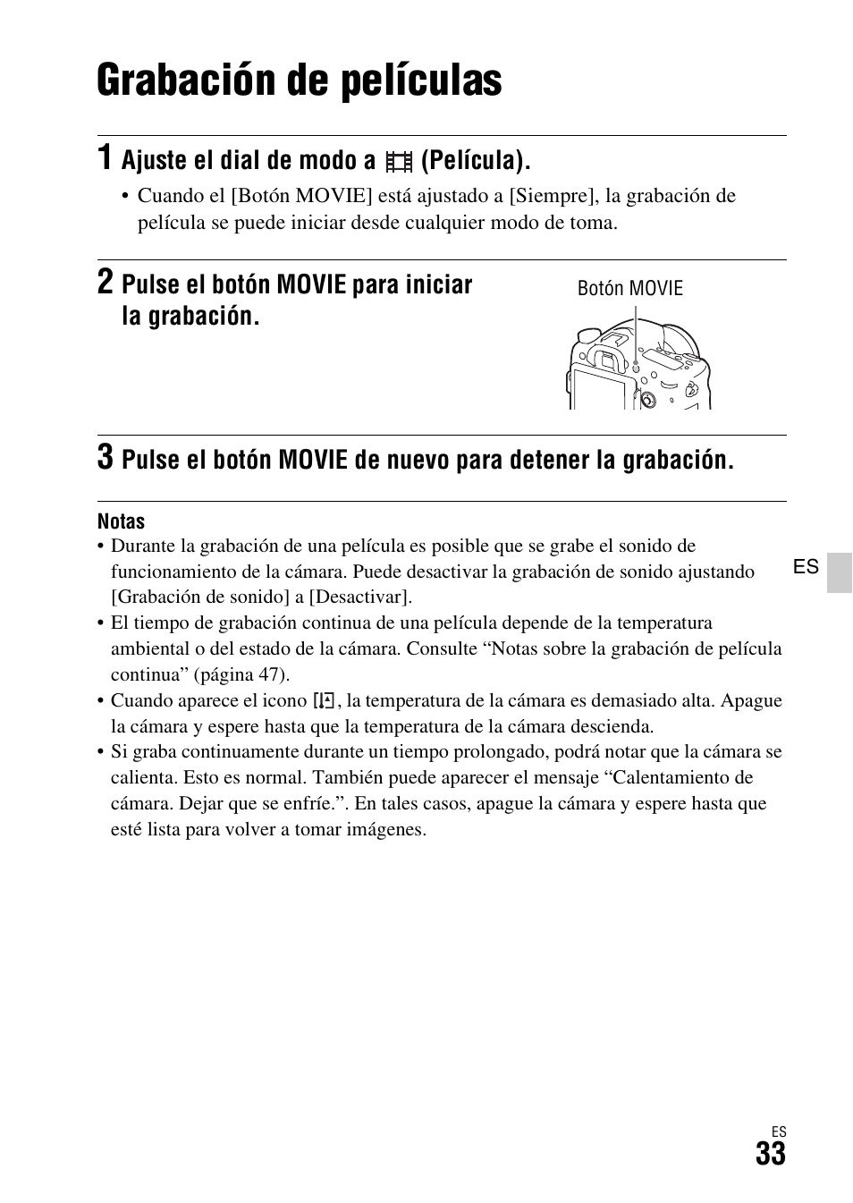 Grabación de películas | Sony ILCA-77M2 User Manual | Page 199 / 675
