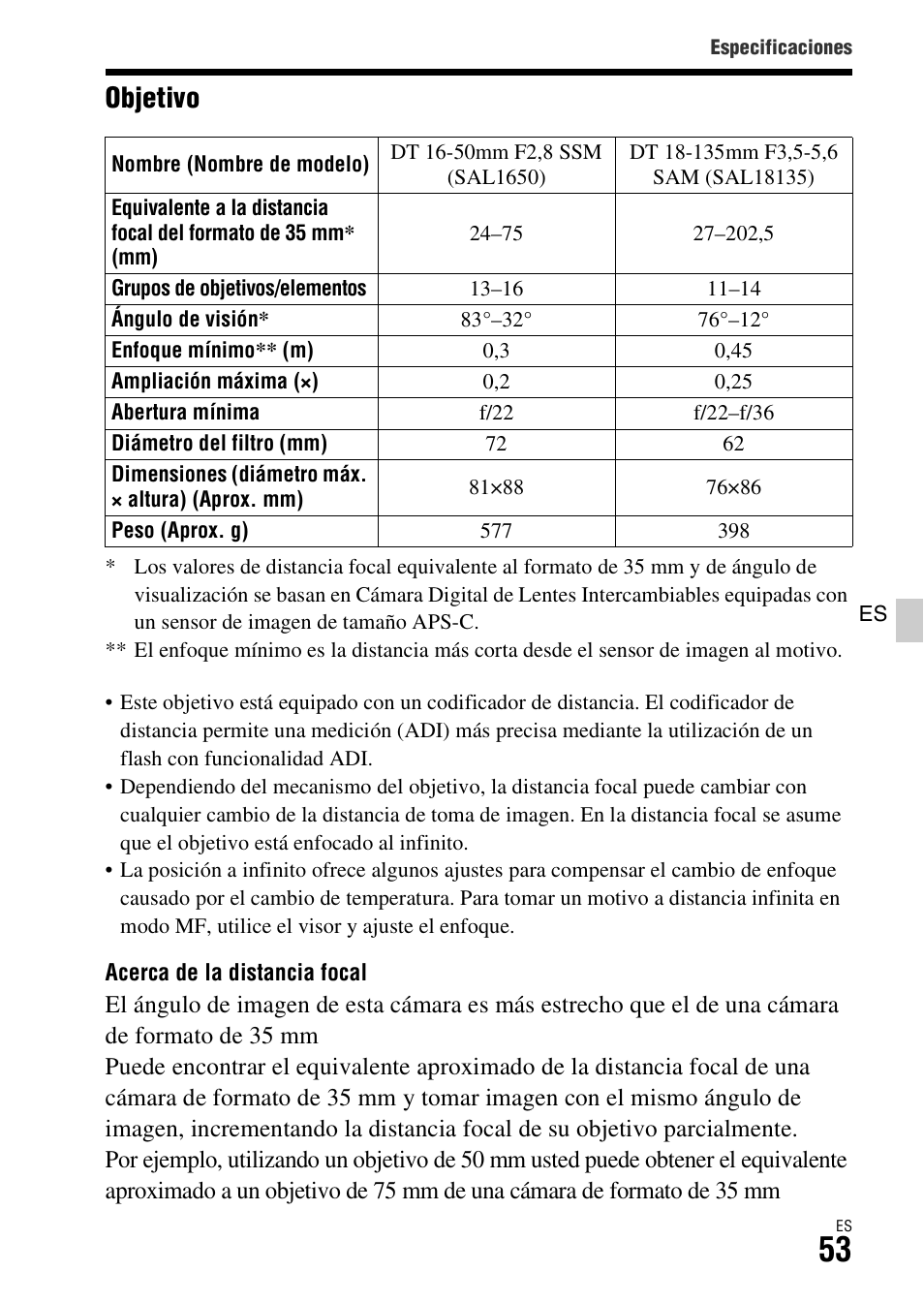 Objetivo | Sony ILCA-77M2 User Manual | Page 219 / 675
