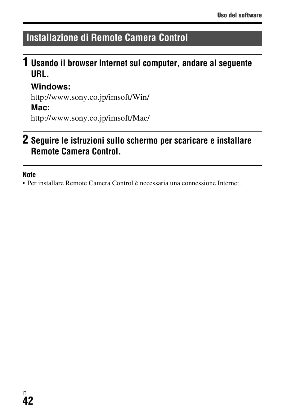 Installazione di remote camera control | Sony ILCA-77M2 User Manual | Page 262 / 675