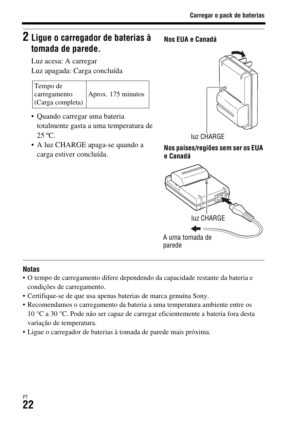 Ligue o carregador de baterias à tomada de parede | Sony ILCA-77M2 User Manual | Page 296 / 675