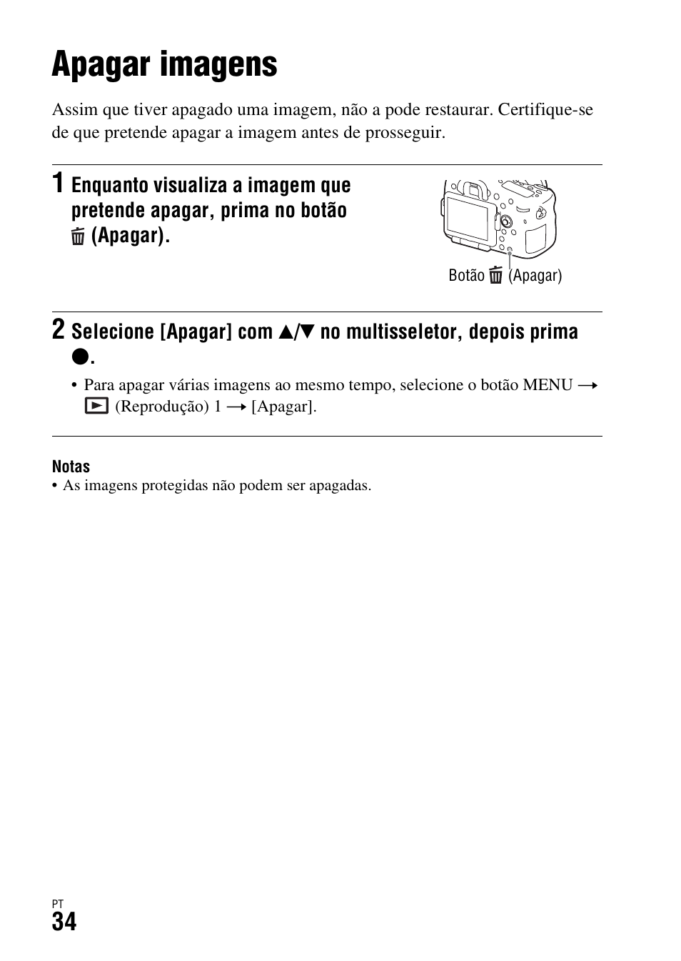Apagar imagens | Sony ILCA-77M2 User Manual | Page 308 / 675