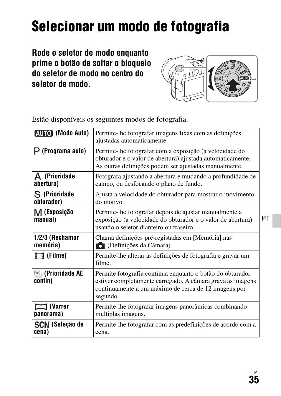 Selecionar um modo de fotografia | Sony ILCA-77M2 User Manual | Page 309 / 675