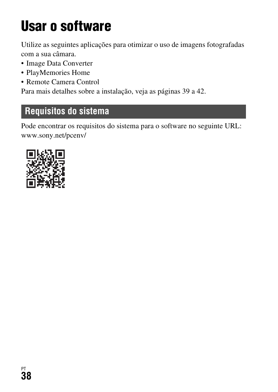 Visualizar imagens num computador, Usar o software, Requisitos do sistema | Sony ILCA-77M2 User Manual | Page 312 / 675