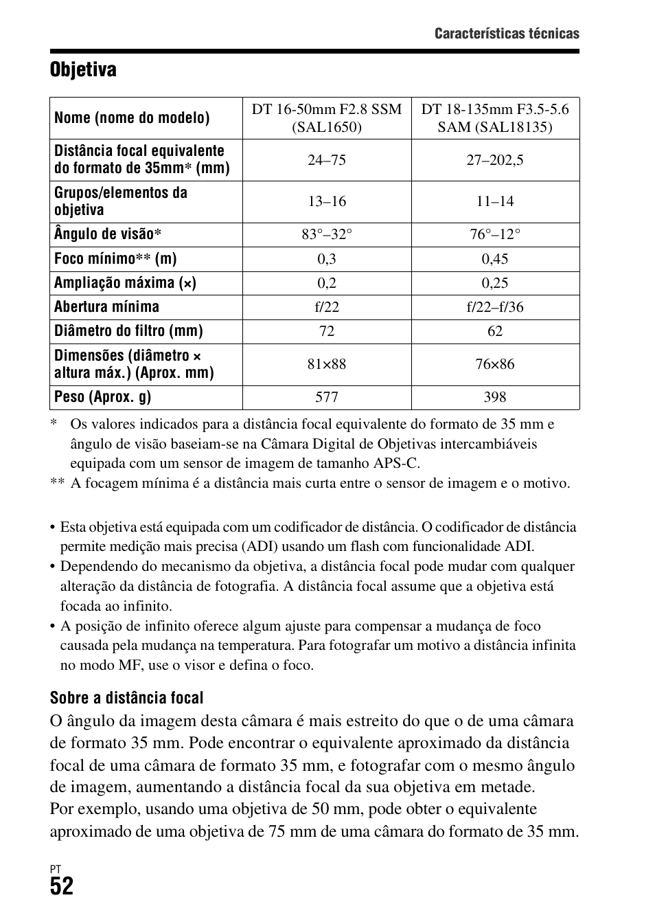 Objetiva | Sony ILCA-77M2 User Manual | Page 326 / 675