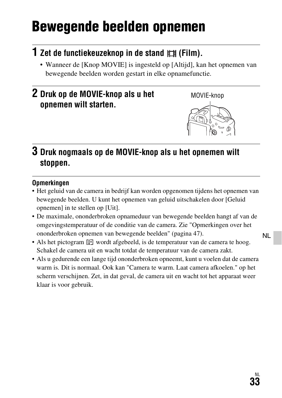 Bewegende beelden opnemen | Sony ILCA-77M2 User Manual | Page 361 / 675