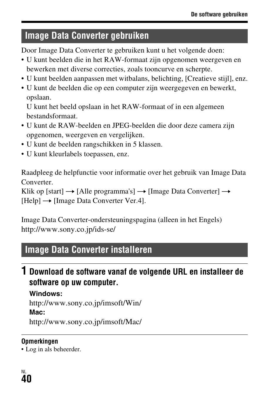 Image data converter gebruiken, Image data converter installeren | Sony ILCA-77M2 User Manual | Page 368 / 675