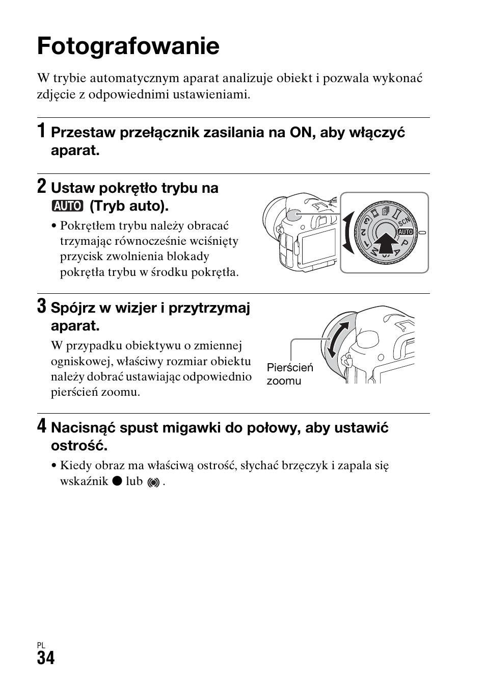 Wykonywanie i przeglądanie zdjęć, Fotografowanie | Sony ILCA-77M2 User Manual | Page 416 / 675