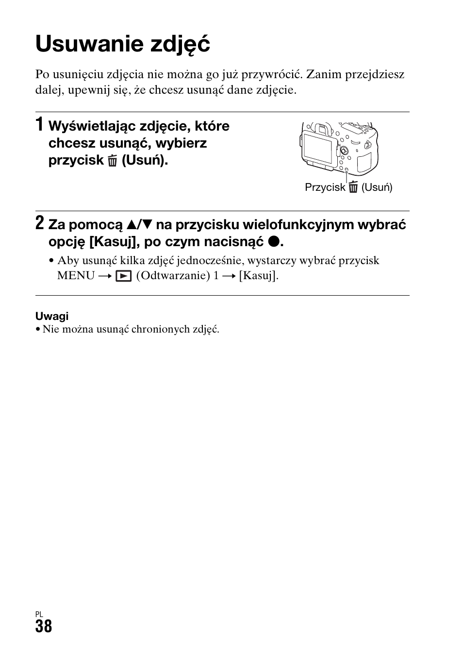 Usuwanie zdjęć | Sony ILCA-77M2 User Manual | Page 420 / 675
