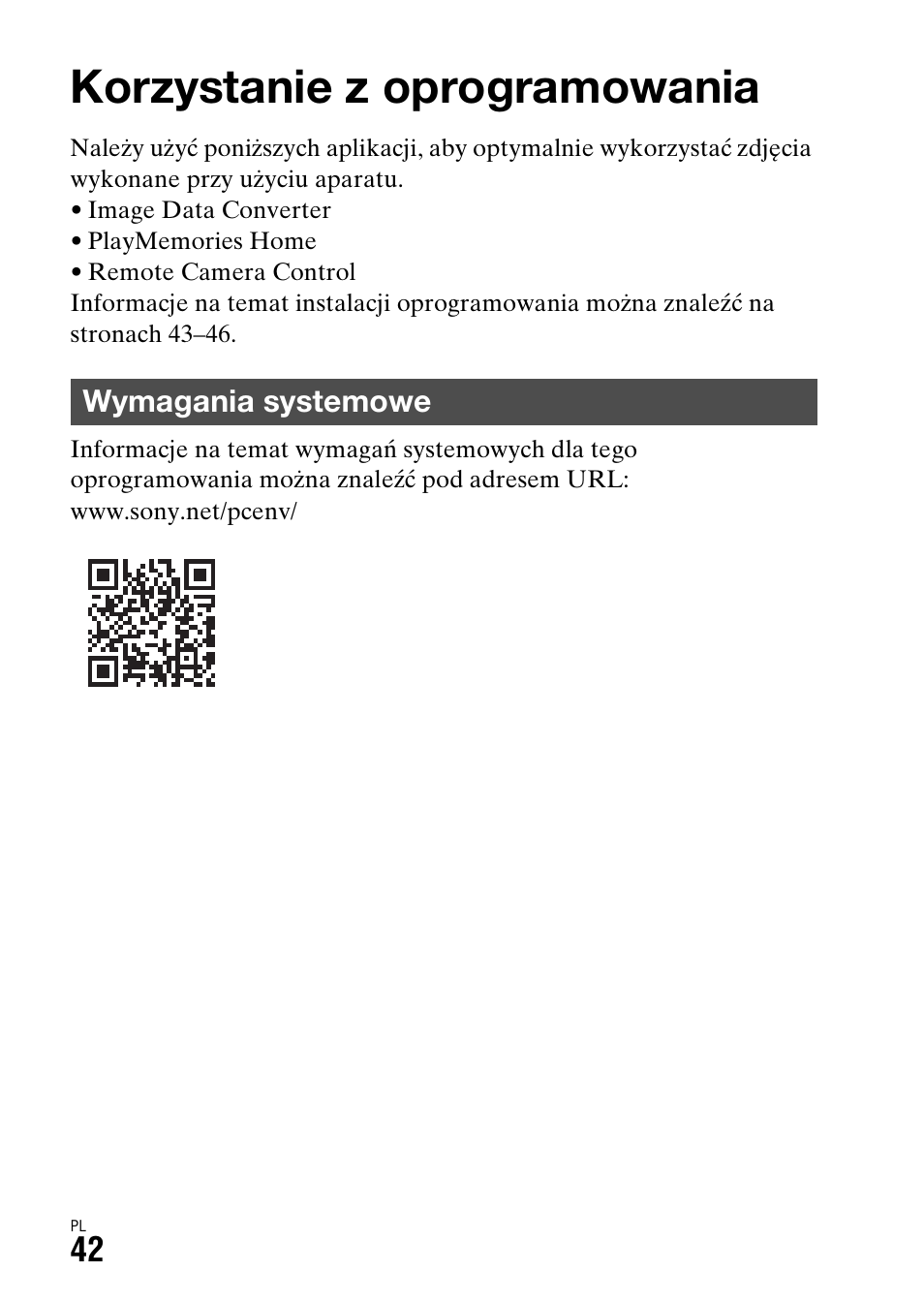 Korzystanie z oprogramowania, Wymagania systemowe | Sony ILCA-77M2 User Manual | Page 424 / 675