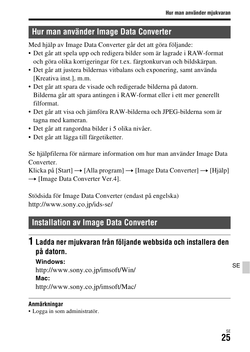 Hur man använder image data converter, Installation av image data converter | Sony ILCA-77M2 User Manual | Page 591 / 675