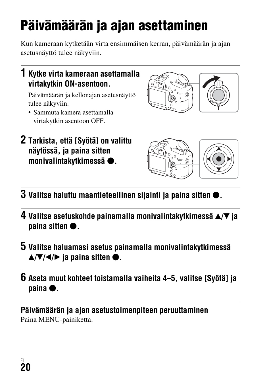 Päivämäärän ja ajan asettaminen | Sony ILCA-77M2 User Manual | Page 614 / 675