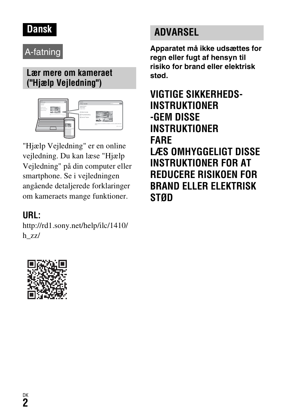 Dansk | Sony ILCA-77M2 User Manual | Page 650 / 675