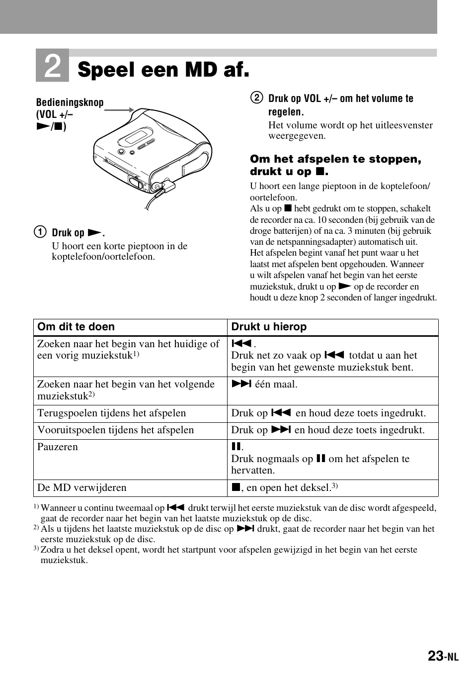 Speel een md af | Sony MZ-S1 User Manual | Page 97 / 220
