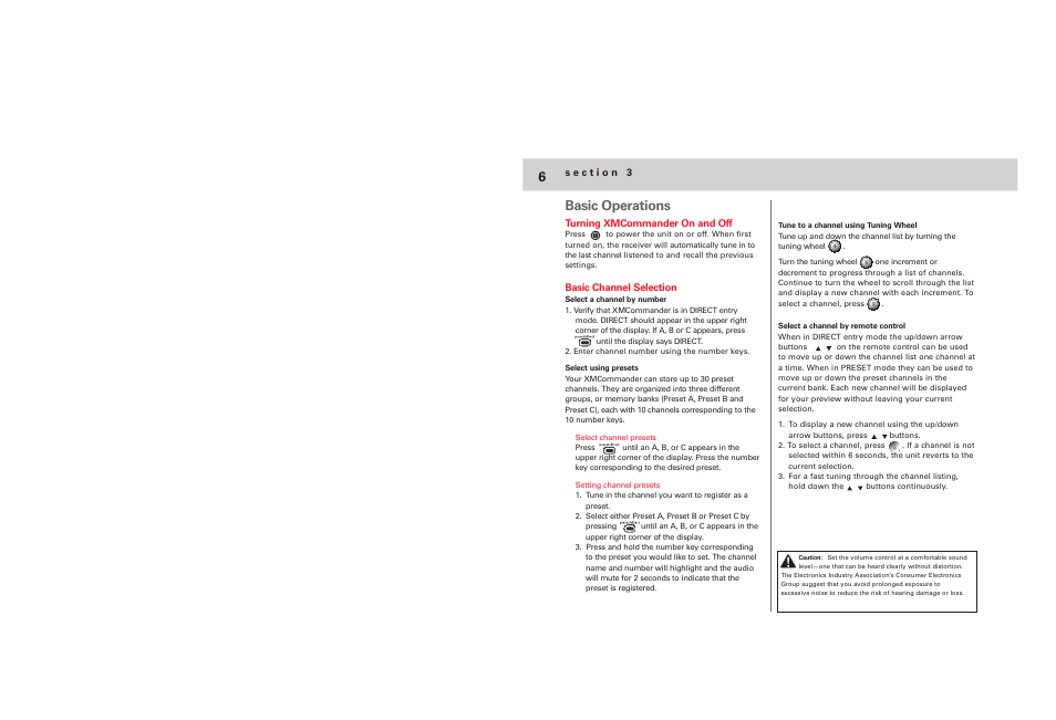 Basic operations | Audiovox XMCommander XM-RVR-FM-001C User Manual | Page 7 / 12