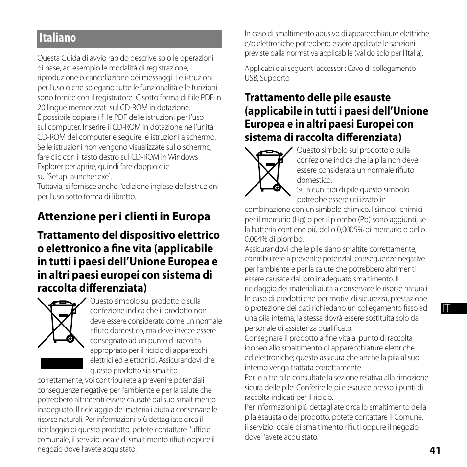 Italiano | Sony ICD-SX750 User Manual | Page 41 / 56