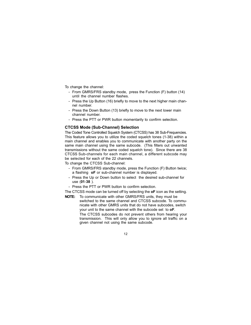 Audiovox GMRS1100-2CH User Manual | Page 12 / 24