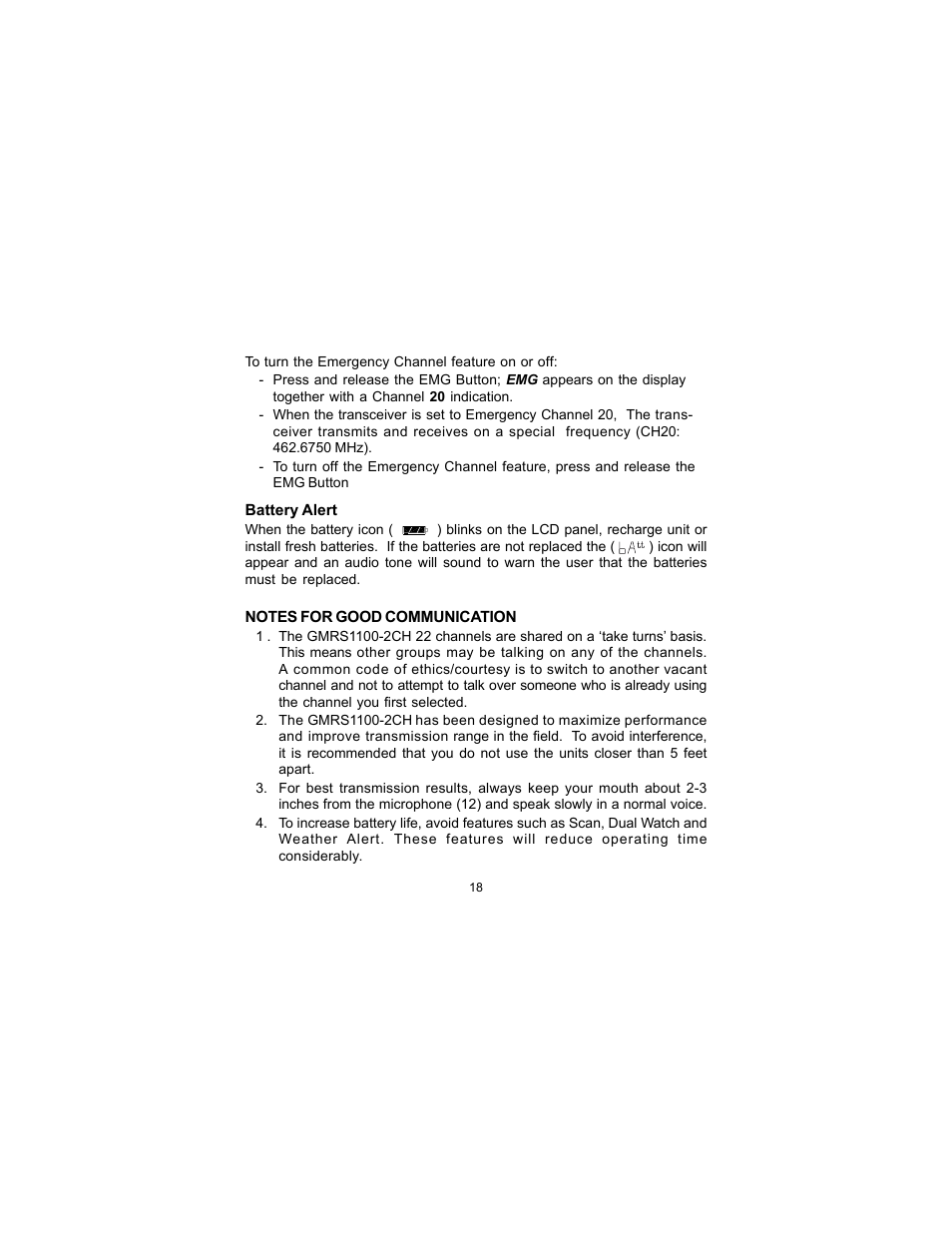 Audiovox GMRS1100-2CH User Manual | Page 18 / 24