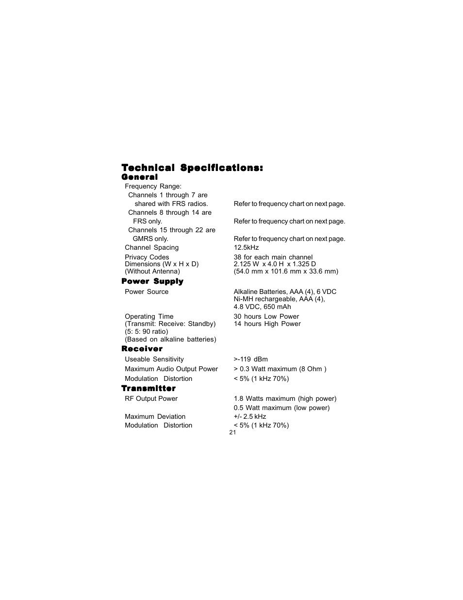 Audiovox GMRS1100-2CH User Manual | Page 21 / 24