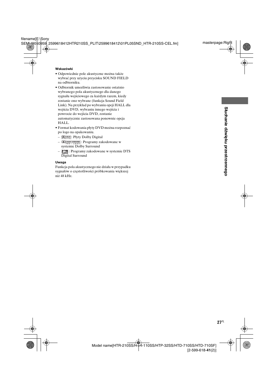 Sony HTD-710SF User Manual | Page 27 / 92