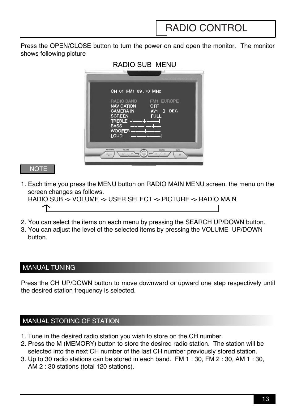 Radio control | Audiovox PAV-9 User Manual | Page 15 / 36