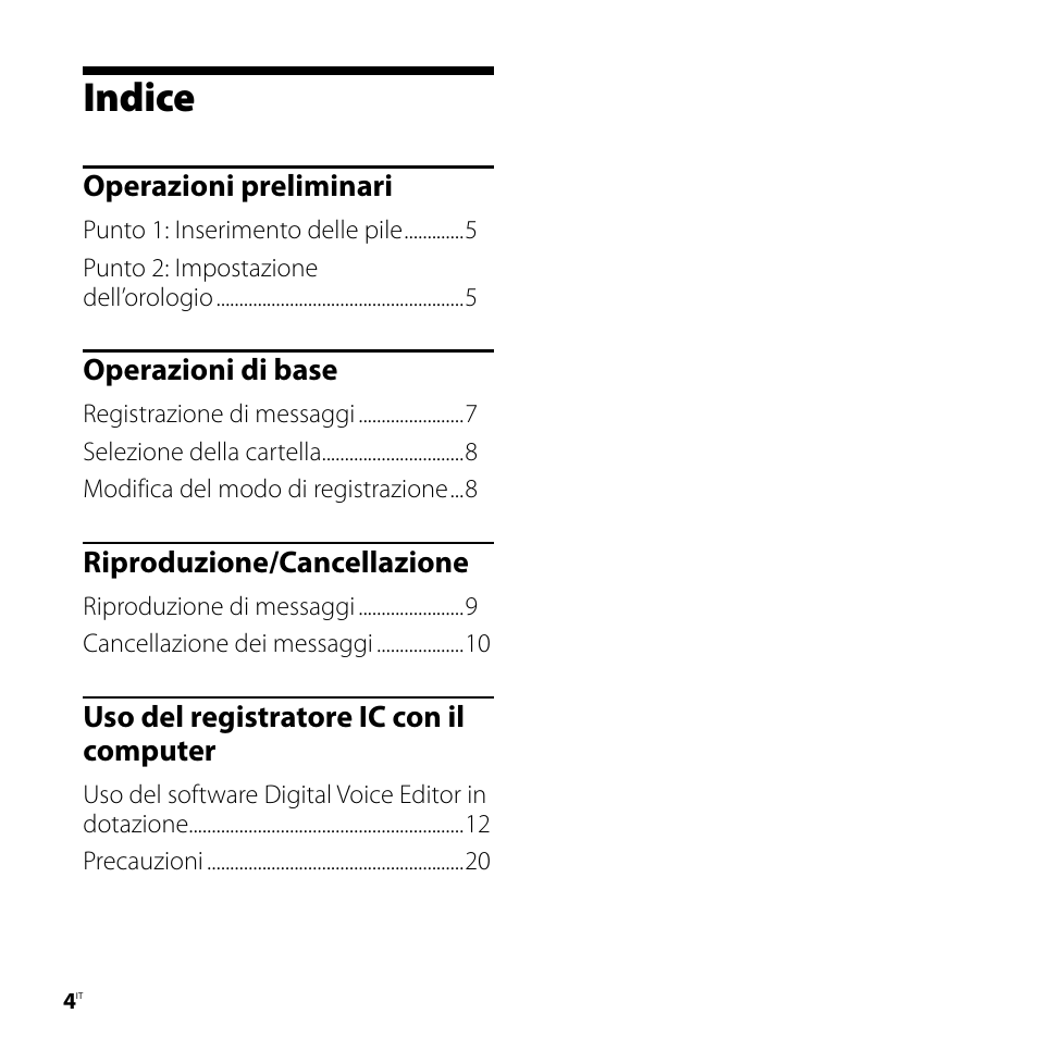 Indice | Sony ICD-P520 User Manual | Page 64 / 84